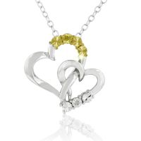 Two-Tone Diamond Heart Necklace - Mother & Daughter Special, Buy One, Get One FREE! 