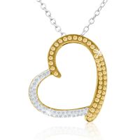 Two Tone Swarovski Elements Crystal Heart Necklace In Sterling Silver