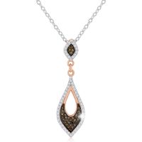 1/4ct Champagne and White Diamond Necklace In 14 Karat Rose Gold