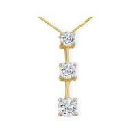 Our Most Popular Fine 1/2ct Three Diamond Pendant in 14k Yellow Gold