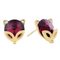 Pink Fox Swarovski Elements Stud Earrings, Pushbacks
