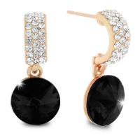 Black Onyx Swarovski Elements Dangle Earrings, Pushbacks
