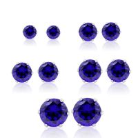 Set of 5 Tanzanite Color CZ Stud Earrings