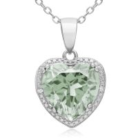 3.75ct Green Amethyst and Diamond Heart Necklace
