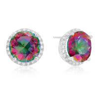 7 Carat Mystic Topaz Halo Earrings