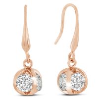 Swarovski Elements Crystal Basket Dangle Earrings, Rose Gold Overlay, 1 Inch