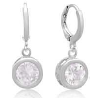 Swarovski Elements Crystal Bezel Set Drop Earrings In Silver, 1 Inch