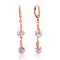 Swarovski Elements Crystal Double Drop Earrings In Rose Gold Overlay, 1 1/2 Inches