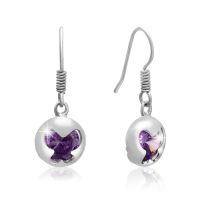 Purple Swarovski Elements Butterfly Dangle Earrings, 1 Inch