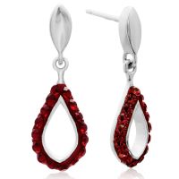 Ruby Swarovski Elements Crystal Drop Earrings In Sterling Silver, 3/4 Inch