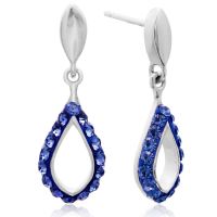 Sapphire Swarovski Elements Crystal Drop Earrings In Sterling Silver, 3/4 Inch