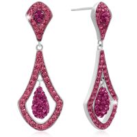 Elegant Pink Swarovski Elements Crystal Drop Earrings, 1 1/2 Inches