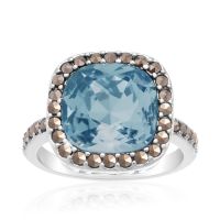 4ct Crystal Aquamarine and Marcasite Ring