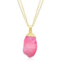 30 Carat Natural Pink Quartz Necklace In 18 Karat Gold Overlay, 17 Inches