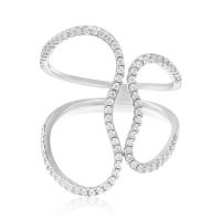 Sterling Silver Cubic Zirconia Open Heart Ring