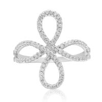 Sterling Silver Cubic Zirconia Filigree Love Knot Ring