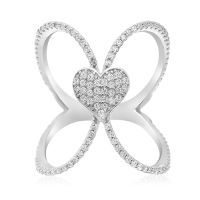 Sterling Silver Cubic Zirconia Open Shank Heart Ring