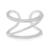 Sterling Silver Cubic Symmetrical Band Open Shank Ring