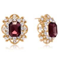 Blooming Swarovski Elements Amethyst Stud Earrings, Gold Overlay, Pushbacks