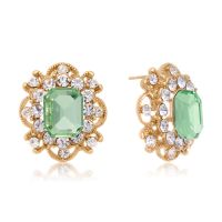 Blooming Swarovski Elements Peridot Stud Earrings, Gold Overlay, Pushbacks