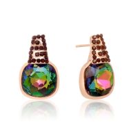 Mystic Topaz Swarovski Elements Stud Earrings, Gold Overlay, Pushbacks