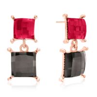 Marsala and Slate Swarovski Elements Dangle Earrings, Gold Overlay, Pushbacks