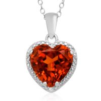 5ct Created Padparadscha Sapphire Heart Necklace 
