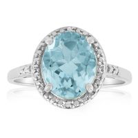 3ct Oval Blue Topaz and Diamond Ring