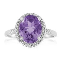 2 1/4 Carat Oval Amethyst and Diamond Ring. 4.5 Star Reviewed. 