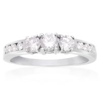 1/2 Carat Engagement Three Diamond Ring In White Gold