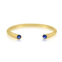 Blue Crystal Bangle Bracelet in Gold Overlay