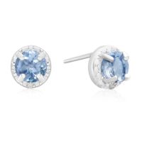 1ct Blue Topaz and Diamond Halo Earrings
