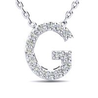 G Initial Necklace In White Gold With 15 Diamonds