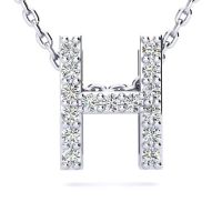 H Initial Necklace In White Gold With 15 Diamonds