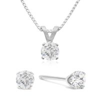 APPRAISED Nearly 1/3 Carat Diamond Studs and Necklace Set in Solid 925 Silver. BLOWOUT PRICE!
