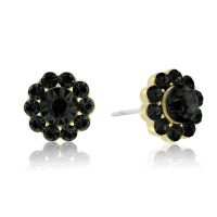 Passiana Mini Flower Crystal Earrings, Black