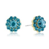 Passiana Mini Flower Crystal Turquoise Earrings