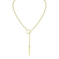 Bar and Circle Lariat Necklace, Yellow Gold