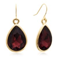 18 Carat Pear Shape Marsala Crystal Earrings, Gold Overlay