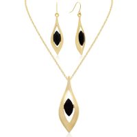 Crystal Black Onyx Marquise Drop Necklace With Free Matching Earrings