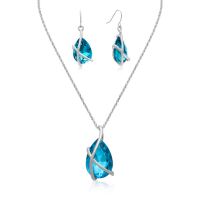 Topaz Pear Shape Necklace With Free Matching Earrings