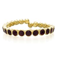 10 Carat Crystal Amethyst Bezel Set Bangle, Gold Overlay