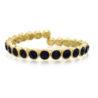 10 Carat Crystal Sapphire Bezel Set Bangle, Gold Overlay