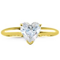 3/4ct Heart Shaped Diamond Solitaire Ring, 14k Yellow Gold