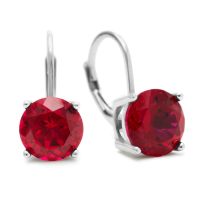 5 1/2 Carat Created Ruby Drop Earrings
