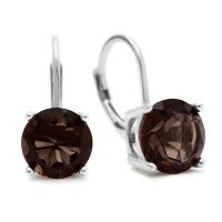 5 Carat Smoky Quartz Leverback Earrings In Sterling Silver
