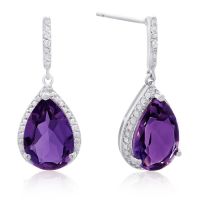 Dramatic, Wonderful 7ct Amethyst and Diamond Teardrop Earrings
