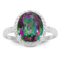 2 3/4ct Oval Mystic Topaz and Diamond Ring