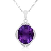 4ct Oval Amethyst and Diamond Necklace