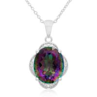 4ct Oval Mystic Topaz and Diamond Necklace